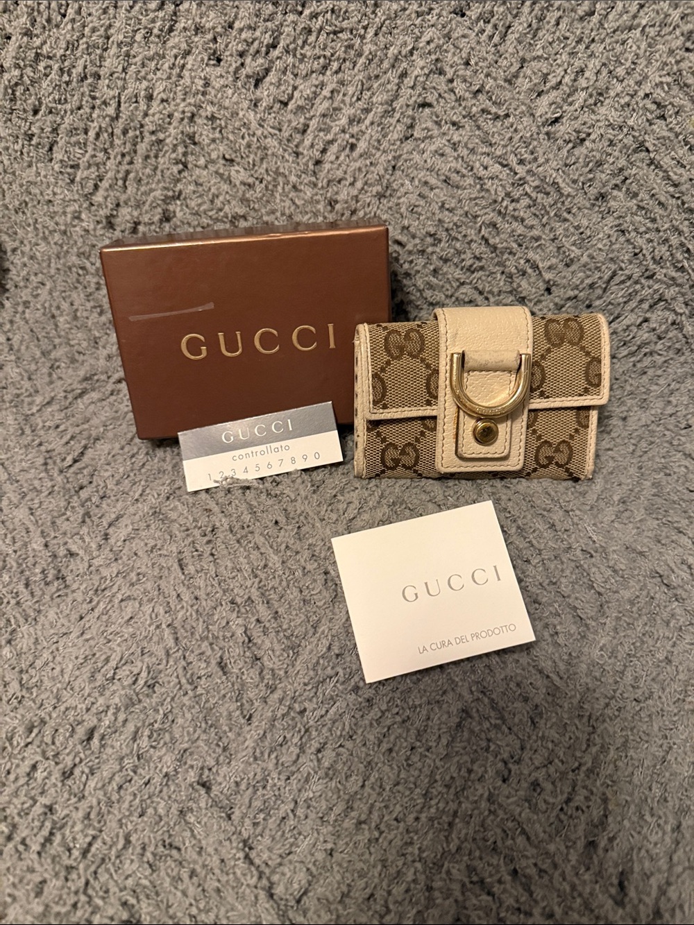 Gucci Beige and Brown GG Canvas Key Pouch